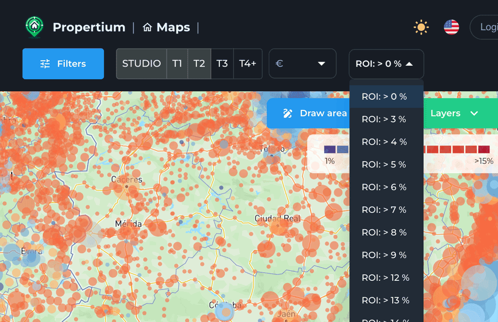 Search properties by ROI